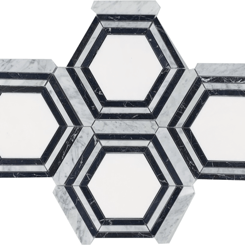 Blue Ridge|Thassos, Bianco Carrara & Nero Black|P-MMXWTJTBEXTHCANB-I - Sample