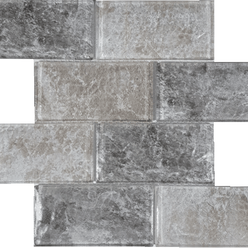 Baikal Hazel / Natural 3X6 Convex Glass Mosaic Blend  - Sample