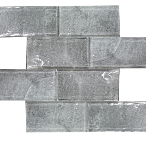 Baikal Ash 3X6 Convex Glass Mosaic  - Sample